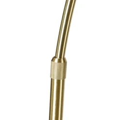 QAZQA Bogenlampe aus Messing mit doppeltem Samtschirm Blattdesign und Beige - XXL