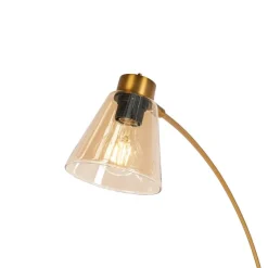 QAZQA Bogenlampe Bronze mit Marmor und Braunglas 3 Lichter - Nina