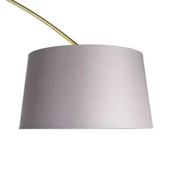 QAZQA Bogenlampe Messing mit Marmorstoffschirm grau 45 cm - XXL