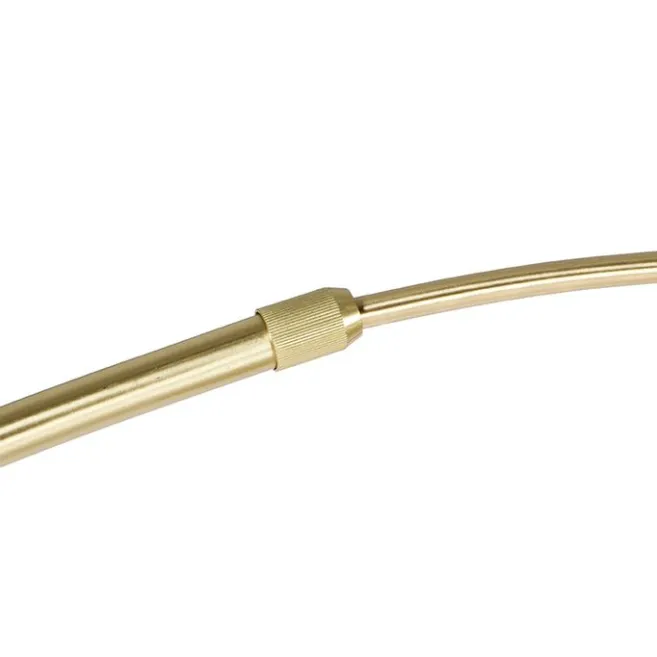 QAZQA Bogenlampe Messing mit Marmorstoffschirm grau 45 cm - XXL