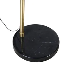 QAZQA Bogenlampe Messing mit Marmorstoffschirm grau 45 cm - XXL