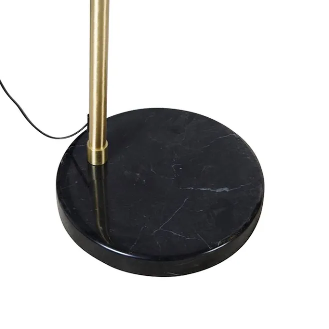 QAZQA Bogenlampe Messing mit Marmorstoffschirm grau 45 cm - XXL