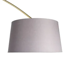 QAZQA Bogenlampe Messing mit Marmorstoffschirm grau 45 cm - XXL