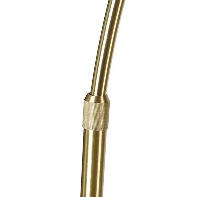 QAZQA Bogenlampe Messing mit Marmorstoffschirm grau 45 cm - XXL