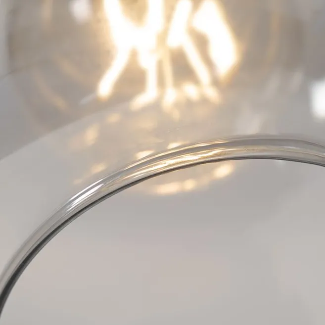 QAZQA Bogenlampe schwarz mit gold mit Rauchglas - Zuzanna