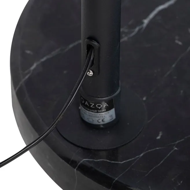 QAZQA Bogenlampe schwarz Veloursschirm schwarz mit Gold 50 cm - XXL