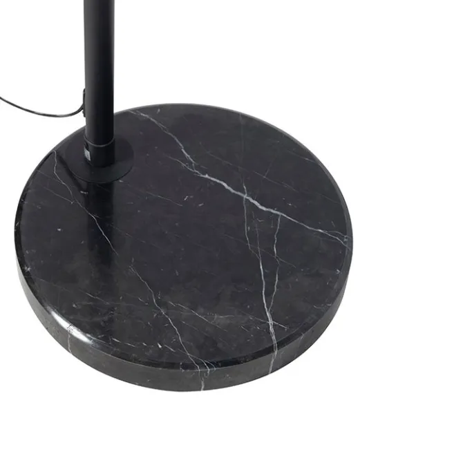 QAZQA Bogenlampe schwarz Veloursschirm schwarz mit Gold 50 cm - XXL