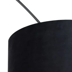QAZQA Bogenlampe schwarz Veloursschirm schwarz mit Gold 50 cm - XXL