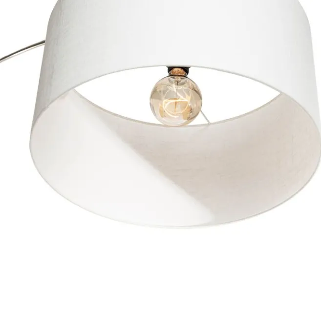 QAZQA Bogenlampe Stahl Stoffschirm weiß 50 cm - XXL