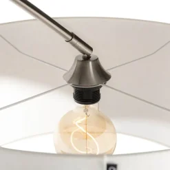 QAZQA Bogenlampe Stahl Stoffschirm weiß 50 cm - XXL