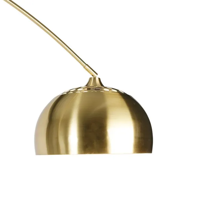 QAZQA Bogenleuchte Messing mit schwarzem Marmorsockel und Messingschirm - XXL