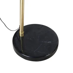 QAZQA Bogenleuchte Messing mit schwarzem Marmorsockel und Messingschirm - XXL