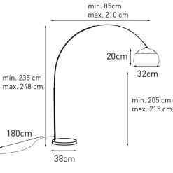 QAZQA Bogenleuchte Stahl Metallschirm 32 cm verstellbar - XXL