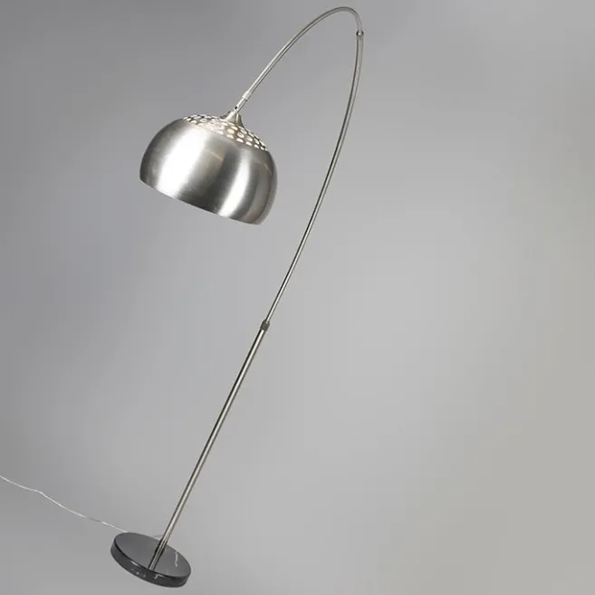 QAZQA Bogenleuchte Stahl Metallschirm 32 cm verstellbar - XXL