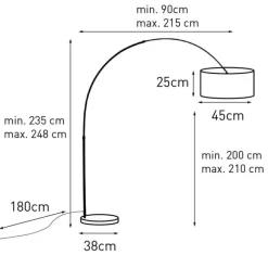 QAZQA Bogenleuchte Stahl Stoffschirm braun 45 cm - XXL