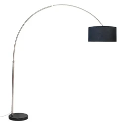 QAZQA Bogenleuchte Stahl Stoffschirm schwarz 50 cm - XXL
