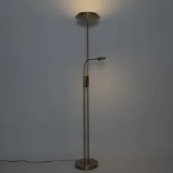 QAZQA Bronze Stehleuchte inkl. LED und Dimmer mit Leselampe - Fez