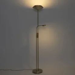 QAZQA Bronze Stehleuchte inkl. LED und Dimmer mit Leselampe - Fez