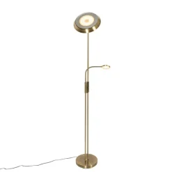 QAZQA Bronze Stehleuchte inkl. LED und Dimmer mit Leselampe - Fez