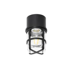 QAZQA Decken- und Wandleuchte schwarz mit klarem Schirm IP54 - Kiki