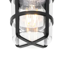 QAZQA Decken- und Wandleuchte schwarz mit klarem Schirm IP54 - Kiki