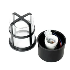 QAZQA Decken- und Wandleuchte schwarz mit klarem Schirm IP54 - Kiki