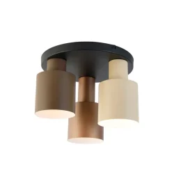 Trio Leuchten Deckenleuchte Bronze mit Taupe und Beige 3-flammig - Ans
