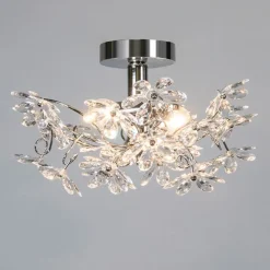 Trio Leuchten Deckenleuchte Chrom mit bunten Kunststoffblumen 38cm - Fiore