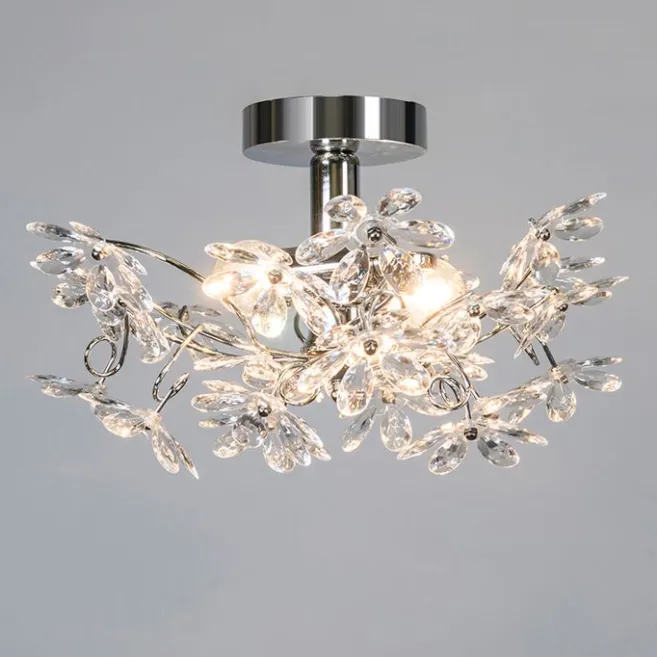 Trio Leuchten Deckenleuchte Chrom mit bunten Kunststoffblumen 38cm - Fiore