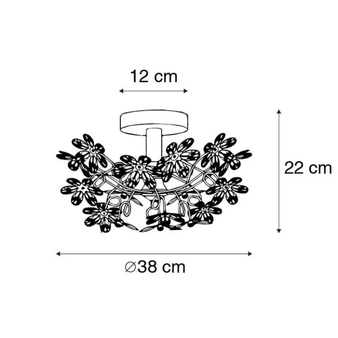 Trio Leuchten Deckenleuchte Chrom mit bunten Kunststoffblumen 38cm - Fiore
