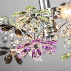 Trio Leuchten Deckenleuchte Chrom mit bunten Kunststoffblumen 38cm - Fiore