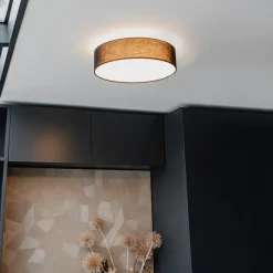 Kinder QAZQA Deckenleuchte schwarz 40 cm inkl. LED - Drum LED