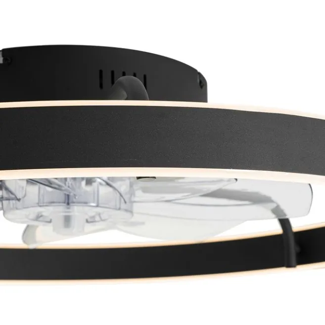 Kinder QAZQA Deckenventilator schwarz 70cm inkl. LED Dimmbar mit Fernbedienung - Maddy