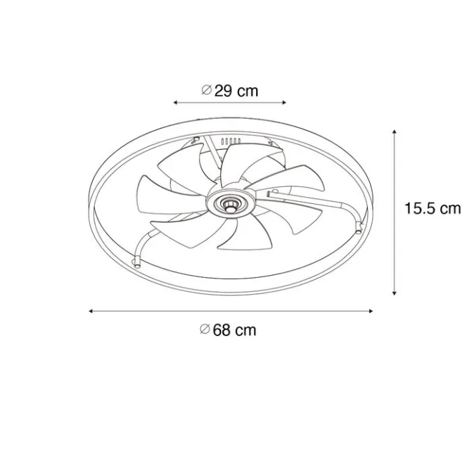 Kinder QAZQA Deckenventilator schwarz 70cm inkl. LED Dimmbar mit Fernbedienung - Maddy
