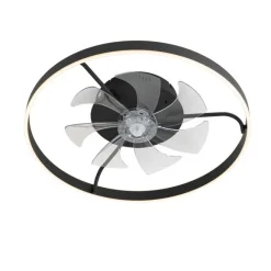 Kinder QAZQA Deckenventilator schwarz 70cm inkl. LED Dimmbar mit Fernbedienung - Maddy