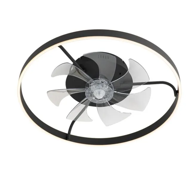 Kinder QAZQA Deckenventilator schwarz 70cm inkl. LED Dimmbar mit Fernbedienung - Maddy