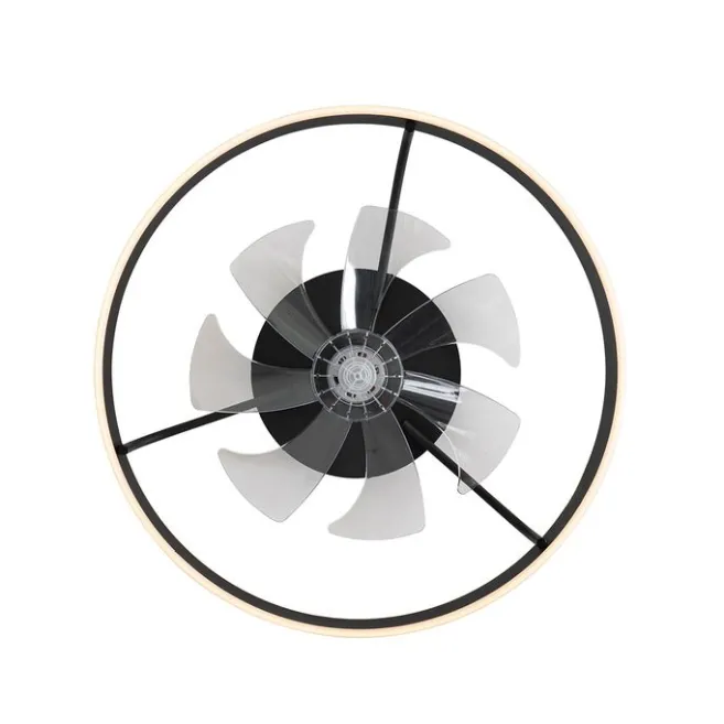 Kinder QAZQA Deckenventilator schwarz 70cm inkl. LED Dimmbar mit Fernbedienung - Maddy