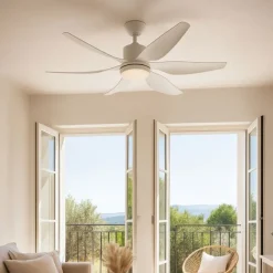 QAZQA Professional Deckenventilator Weiß 137cm inkl. LED Dimmbar mit Fernbedienung - Tak