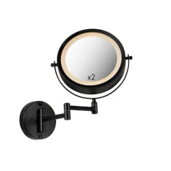 QAZQA Design Badezimmerspiegel schwarz inkl. LED verstellbar IP44 - Vicino