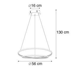 Paul Neuhaus Design Hängelampe schwarz 55cm inkl. LED dimmbar - Rowan