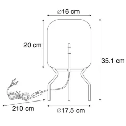 QAZQA Design Tischleuchte schwarz mit Rauchglas - Bliss