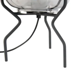 QAZQA Design Tischleuchte schwarz mit Rauchglas - Bliss