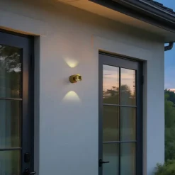 QAZQA Design Wandleuchte Messing inkl. LED IP44 - Lens