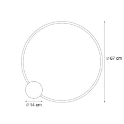 QAZQA Design Wandleuchte Schwarz 67cm inkl. LED 3-Stufen Dimmbar - Anello