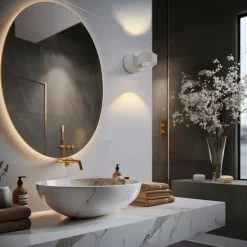 QAZQA Design Wandleuchte Weiß inkl. LED IP44 - Lens