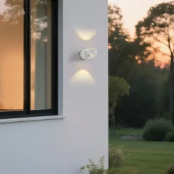 QAZQA Design Wandleuchte Weiß inkl. LED IP44 - Lens