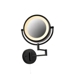 QAZQA Design Wandspiegel schwarz inkl. LED verstellbar IP44 mit Zugschnur - Vicino