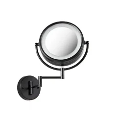 QAZQA Design Wandspiegel schwarz inkl. LED verstellbar IP44 mit Zugschnur - Vicino