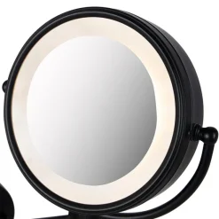 QAZQA Design Wandspiegel schwarz inkl. LED verstellbar IP44 mit Zugschnur - Vicino