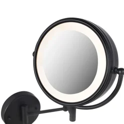 QAZQA Design Wandspiegel schwarz inkl. LED verstellbar IP44 mit Zugschnur - Vicino